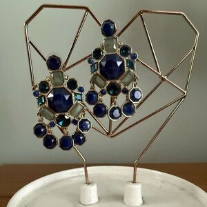 Banana Republic Elegant Blue and Gold Statement Earrings